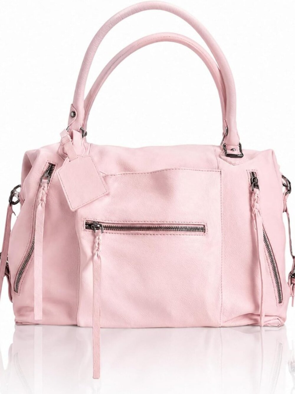 Stylish Large Vegan Leather Tote Bag with Zipper, Adjustable Strap Hobo Purse
